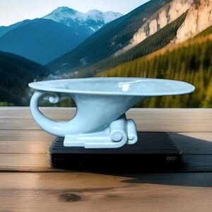 Vintage Haeger Pottery 1942 Cornucopia Scroll   Planter Turquoise Blue #3061